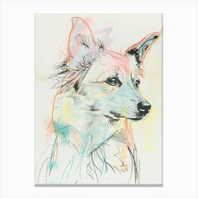 Swedish Vallhund Dog Colourful Line Illustration Canvas Print