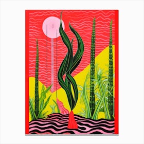 Pink And Red Plant Illustration Snake Plant 4 Canvas Print