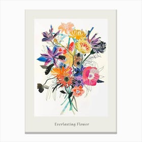 Everlasting Flower 1 Collage Flower Bouquet Poster Canvas Print