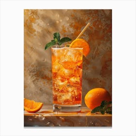 Iced Tea With Oranges And Mint Canvas Print