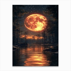 Full Moon In The Forest 2 Canvas Print