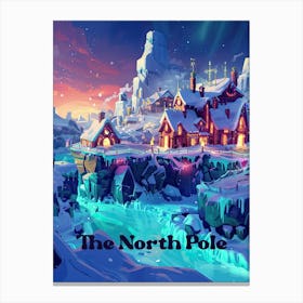 The North Pole Winter Wonderland Digital Travel Illustration Canvas Print