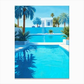 Swimming Pool With Palm Trees Canvas Print