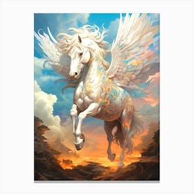 White Horse With Wings Canvas Print