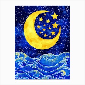 Moon And Stars In The Sky 2 Canvas Print