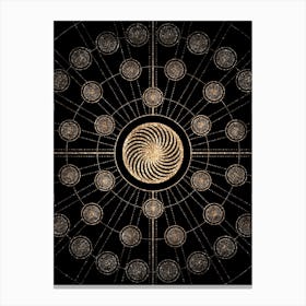 Geometric Glyph Radial Array in Glitter Gold on Black n.0081 Canvas Print