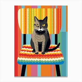 Cat On Crochet Vintage Chair Illustration 3 Canvas Print