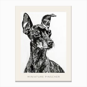 Miniature Pinscher Dog Line Sketch 1 Poster Canvas Print