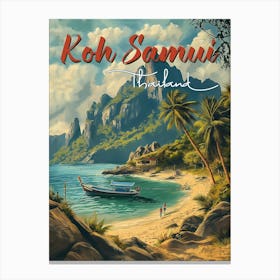 Koh Samui Vintage Travel Poster Canvas Print