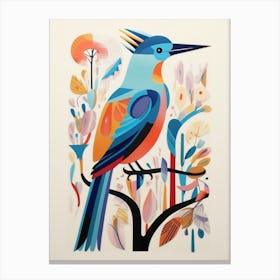 Colourful Scandi Bird Kingfisher 2 Canvas Print