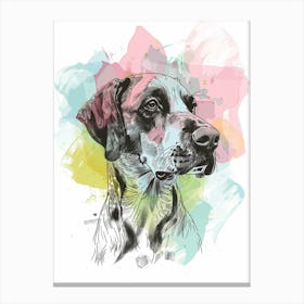 Watercolour Rainbow Plott Hound Dog Line Illustration Canvas Print
