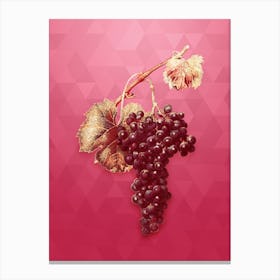 Vintage Grape Spanna Botanical in Gold on Viva Magenta Canvas Print