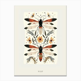 Colourful Insect Illustration Wasp 1 Poster Canvas Print