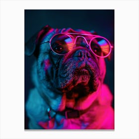 Beautiful Dog Under Neon Lights 20 Canvas Print