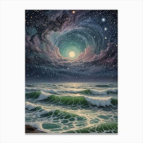 Starry Sky Over The Ocean no1 Canvas Print