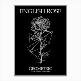 English Rose Geometric Line Drawing 4 Poster Inverted Canvas Print