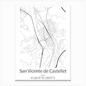 San Vicente De Castellet,Spain Minimalist Map Canvas Print