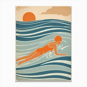 Vintage Swim Poster Canvas Print