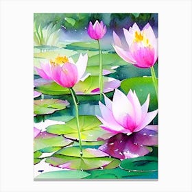 Lotus Flowers In Park Watercolour 1 Canvas Print