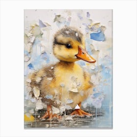 Sweet Mixed Media Duckling Collage 4 Canvas Print