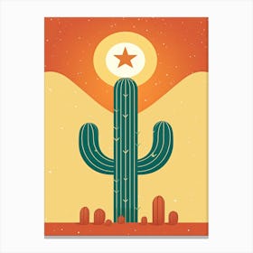 Cactus In The Desert Illustration 1 Canvas Print