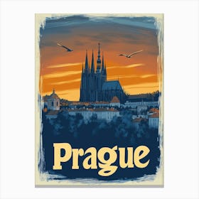 Aihrgdesign A Retro Travel Poster For Prague 2 Canvas Print