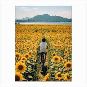 Sunflowers In The Field Canvas Print