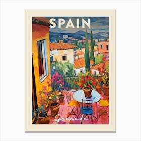 Granada Spain 4 Fauvist Painting  Travel Poster Canvas Print