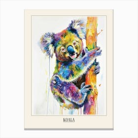 Koala Colourful Watercolour 1 Poster Canvas Print