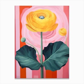 Ranunculus 3 Hilma Af Klint Inspired Pastel Flower Painting Canvas Print