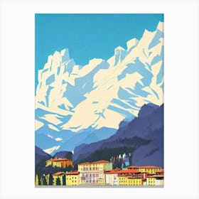 Cortina D'Ampezzo, Italy Midcentury Vintage Skiing Poster Canvas Print