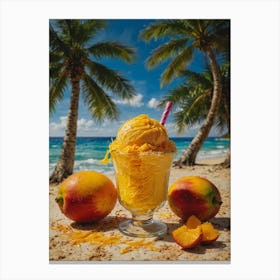 Mango Ice Cream On The Beach Canvas Print