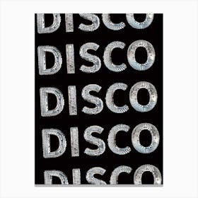 DISCO! Disco Ball Styled Typography, Classic Black Color Canvas Print