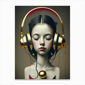 Girl With Headphones 46 Canvas Print