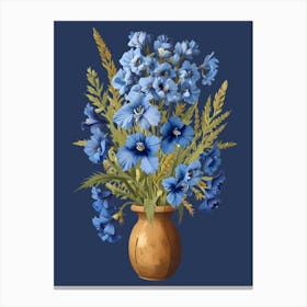 Blue Flowers In A Vase 3 Canvas Print