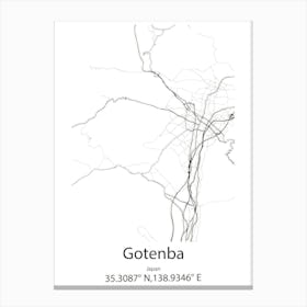 Gotenba,Japan Minimalist Map Canvas Print