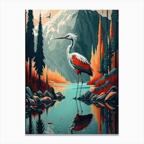 Heron By The Lake Canvas Print