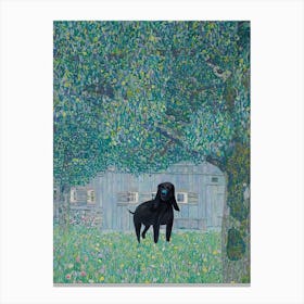 Farmhouse In Buchberg With A Black Dog   Gustav Klimt Inspired Canvas Print