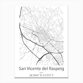 San Vicente Del Raspeig,Spain Minimalist Map Canvas Print