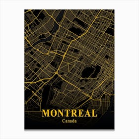 Montreal Gold City Map 1 Canvas Print