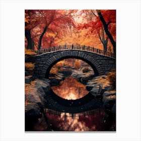 Autumn Bridge In The Park Canvas Print