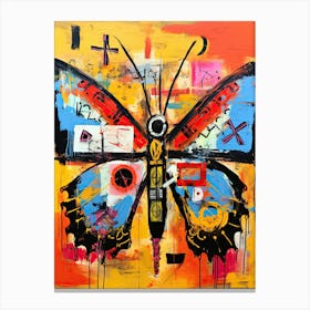 Butterfly colorful in Basquiat's Style Canvas Print