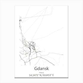 Gdansk,Poland Minimalist Map Canvas Print