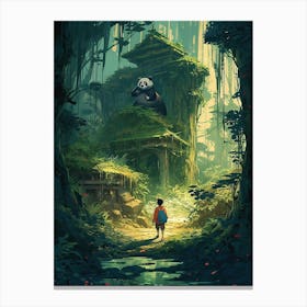 Panda Bear In The Forest 3 Canvas Print