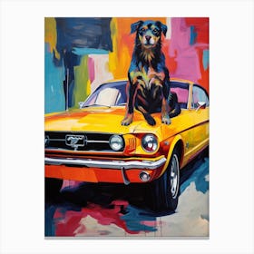Ford Mustang Vintage Car With A Dog, Matisse Style Painting 2 Canvas Print