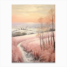 Dreamy Winter Painting The South Downs England 2 Canvas Print