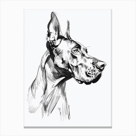 Doberman Dog Charcoal Line 1 Canvas Print