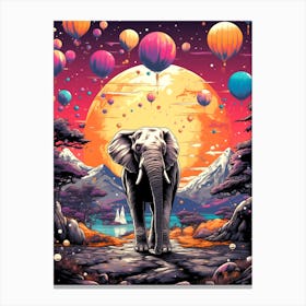 Elephant With Balloons Canvas Print