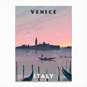 Venice, Italy — Retro travel minimalist poster Canvas Print