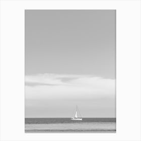 Sailboat On The Beach Black and White Canvas Print